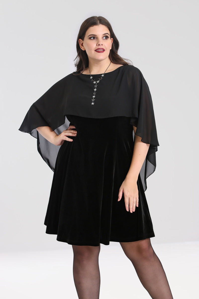 Black cape best sale dress plus size