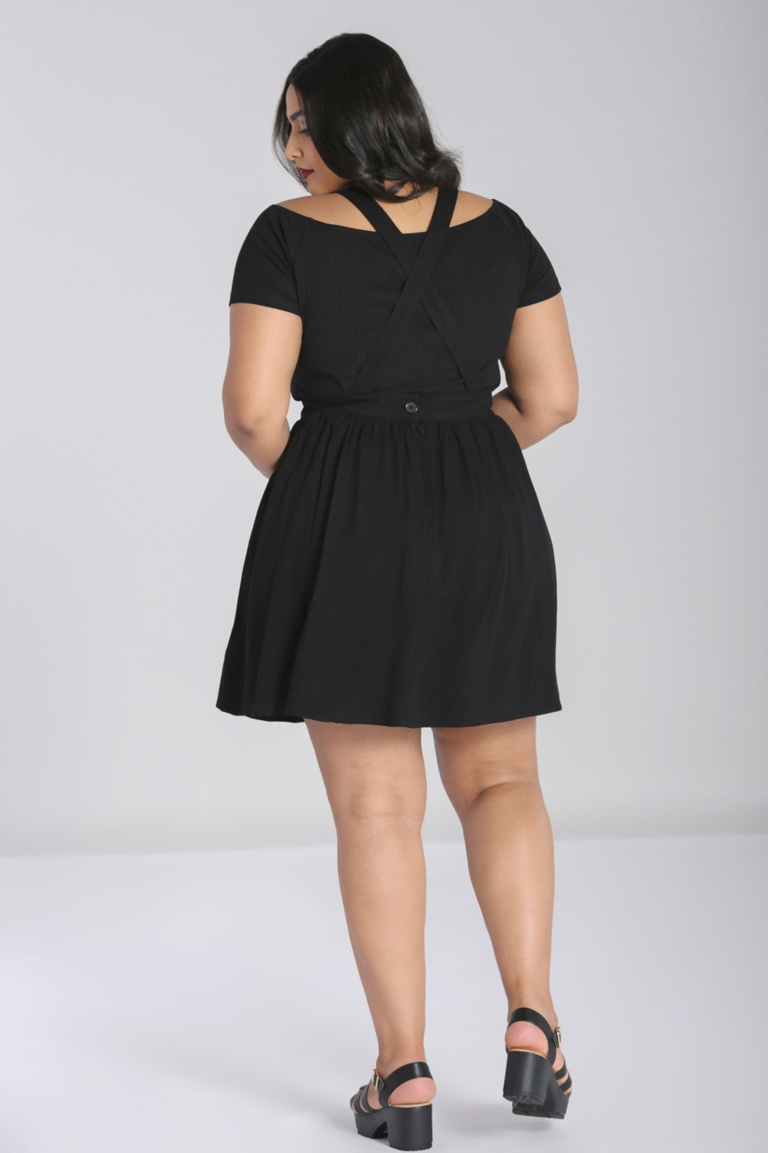 Plus size black pinafore best sale