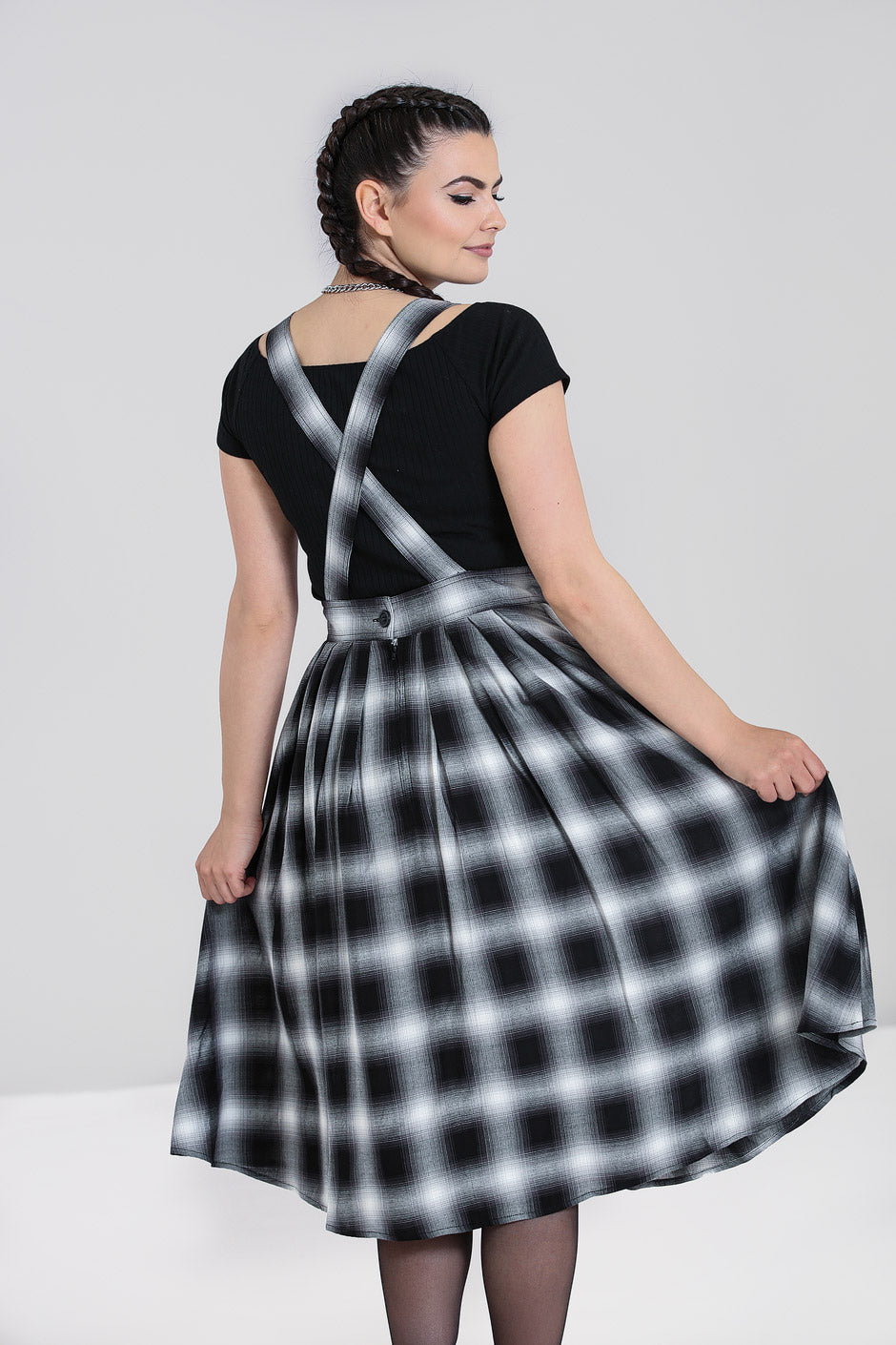 Black and outlet white check pinafore