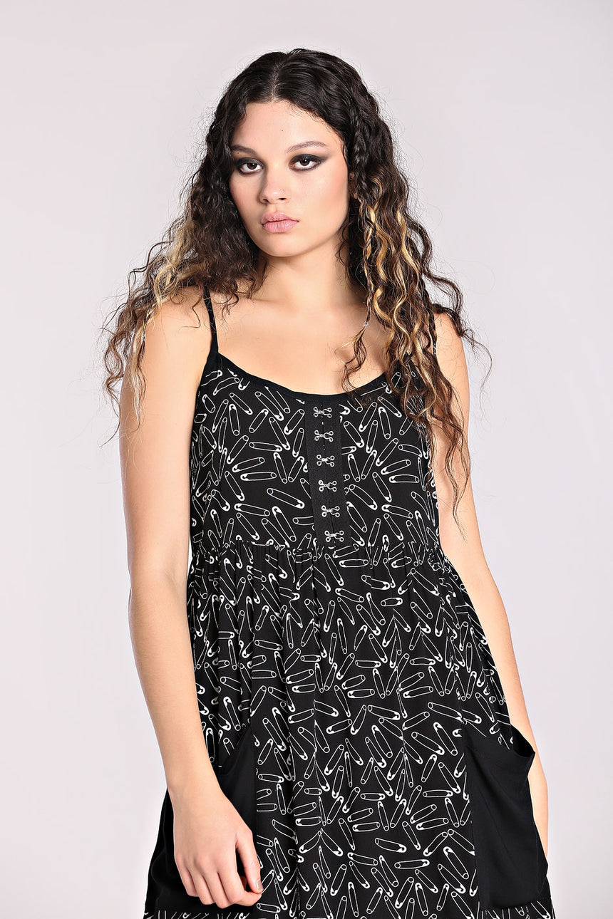 Safety Pin Dress Black