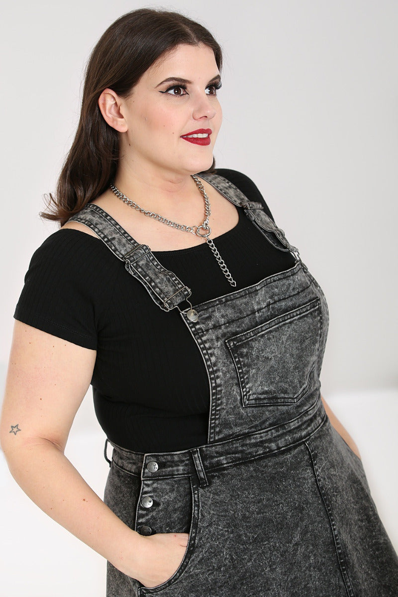 Grey Finn Pinafore Dress Hell Bunny