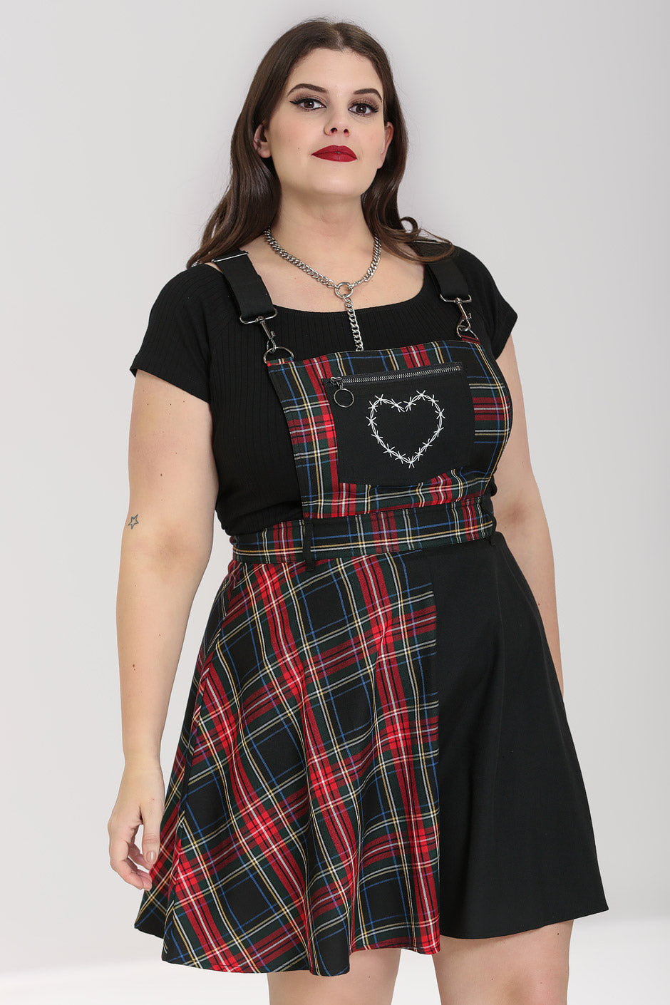 Plus size black pinafore dress best sale