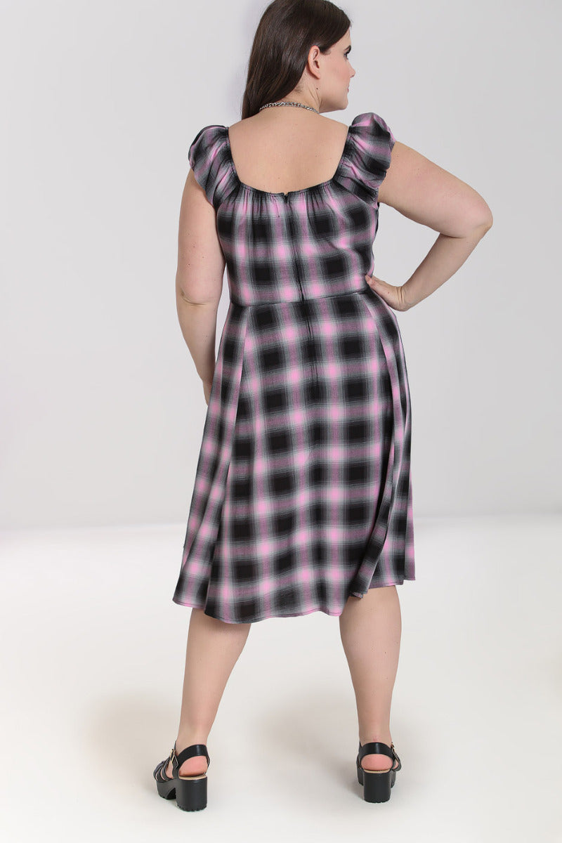 Hell bunny 22uk/24us plus size rainbow plaid store tea length dress with pockets