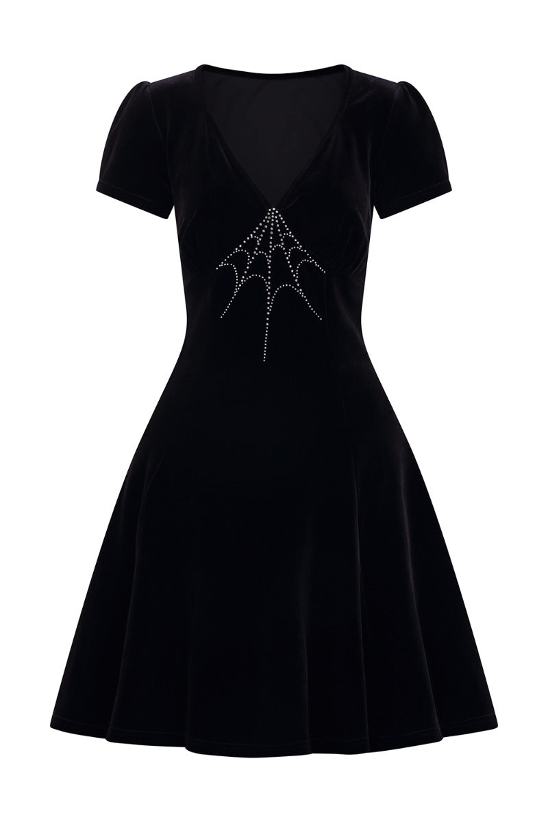 Black velvet morticia top dress