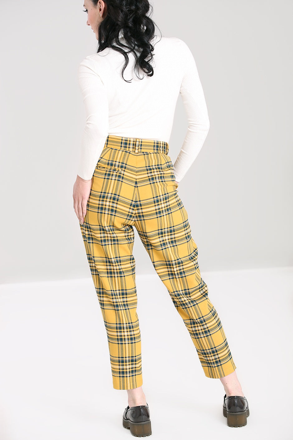 Black  Yellow Plaid Trousers  These retro styled  Depop