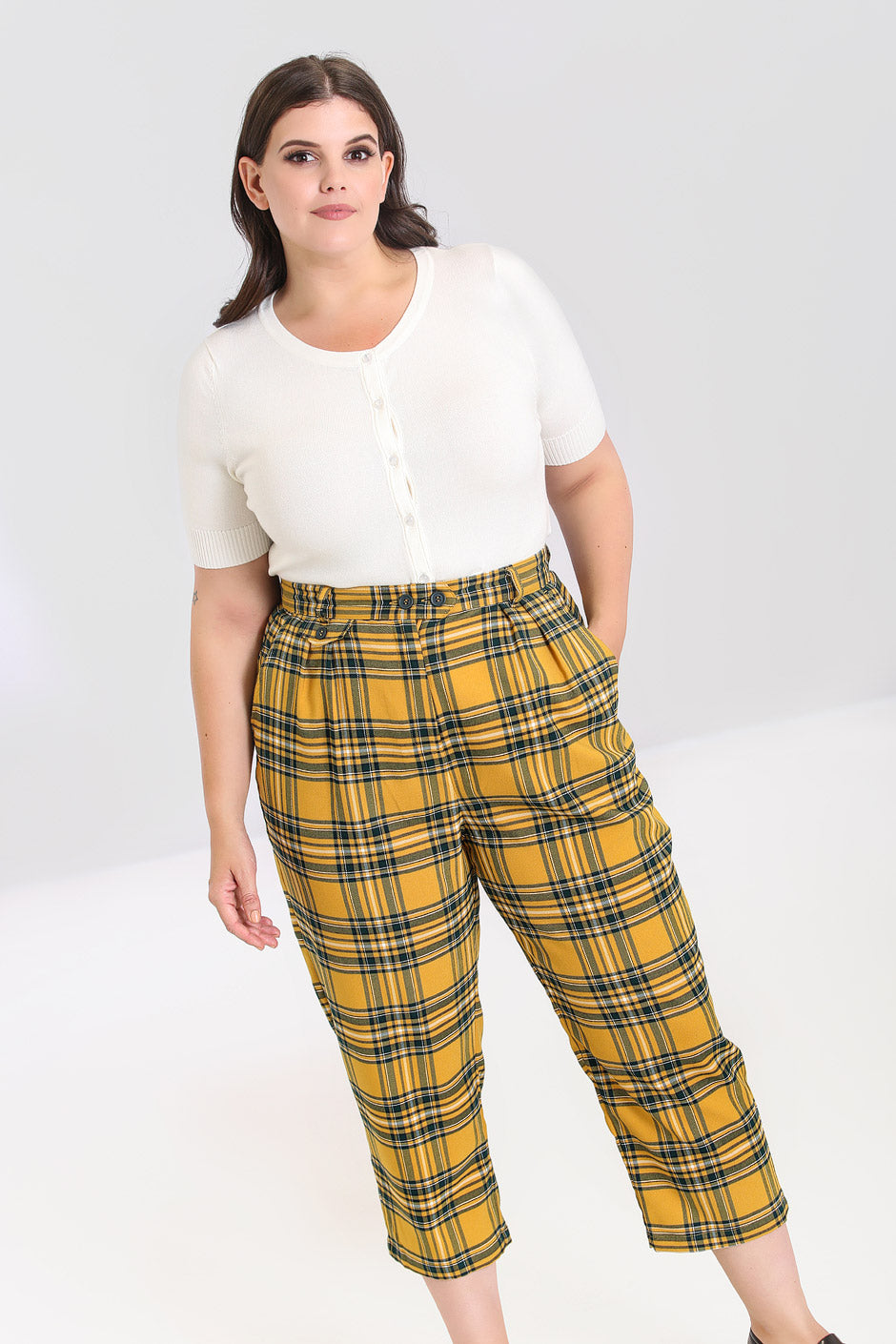 YELLOW PLAID TOP CAT PANT  Posers Hollywood