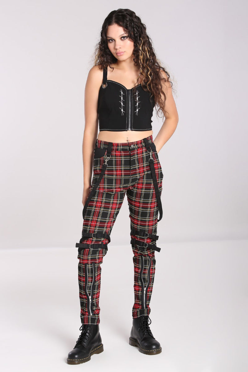 Mens plaid hot sale punk pants