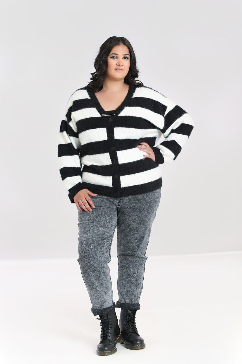 Black and hotsell grey striped cardigan