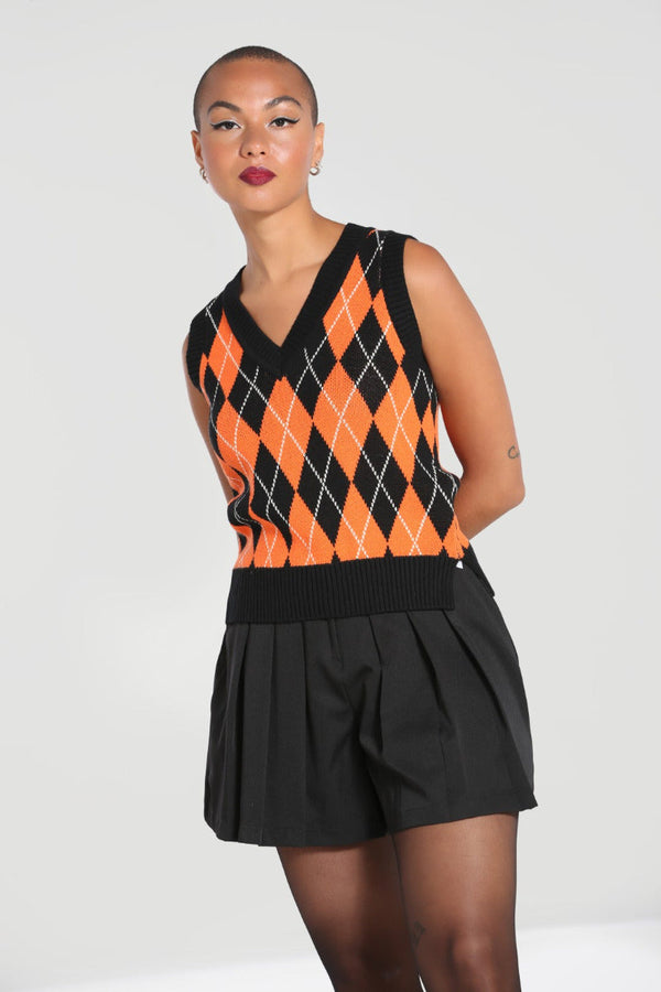 Rhombus Vest Black-Orange