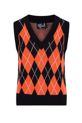 Rhombus Vest Black-Orange