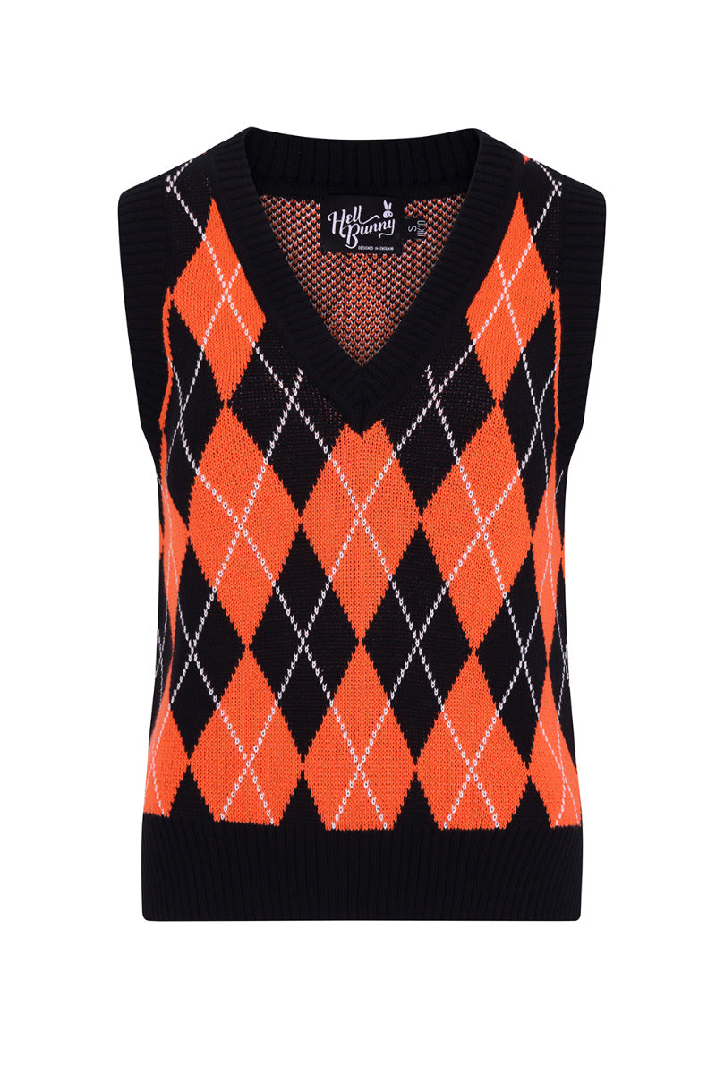 Rhombus Vest Black-Orange